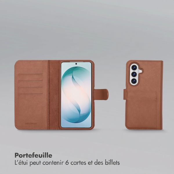 Selencia Étui portefeuille amovible Olyn avec MagSafe Samsung Galaxy S26 Plus - Marron