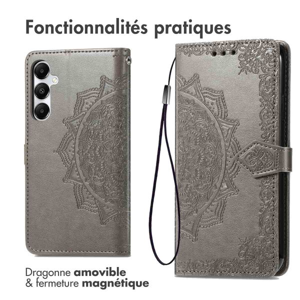 imoshion Etui de téléphone portefeuille Mandala Samsung Galaxy A35 - Gris