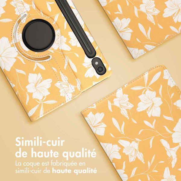 imoshion Coque tablette Design rotatif à 360° Samsung Galaxy Tab S9 11.0 pouces - Yellow Flowers