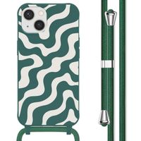 imoshion Coque design en silicone avec cordon iPhone 14 - Petrol Green Groovy