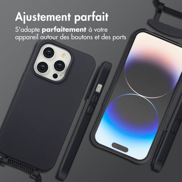 imoshion Coque arrière Color avec cordon amovible et MagSafe Apple iPhone 14 Pro - Noir