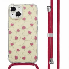 imoshion Coque Design avec cordon Apple iPhone 15 - Dusty Rose Connected Hearts