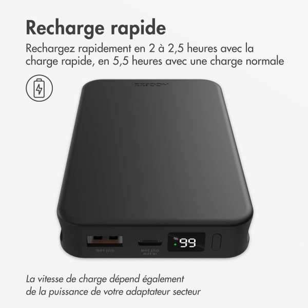 Accezz Powerbank 10 000 mAh avec câbles intégrés - Noir