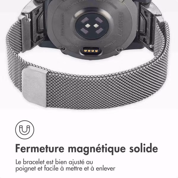 imoshion Bracelet QuickFit® Milanais  - Connexion Garmin 20 mm - Taille L/XL - Argent