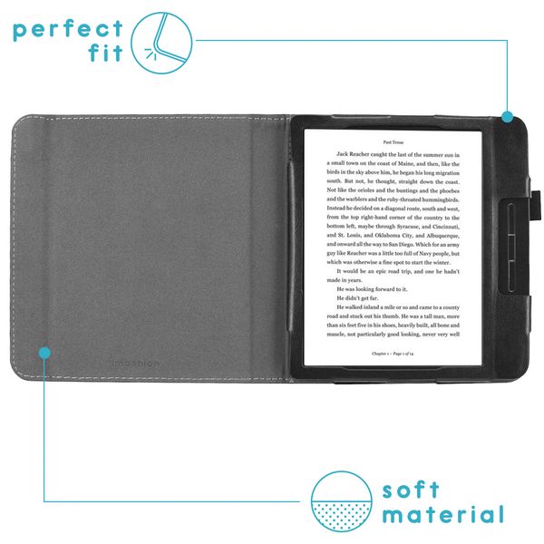 imoshion Étui de liseuse portefeuille en cuir végan Kobo Libra H2O - Noir