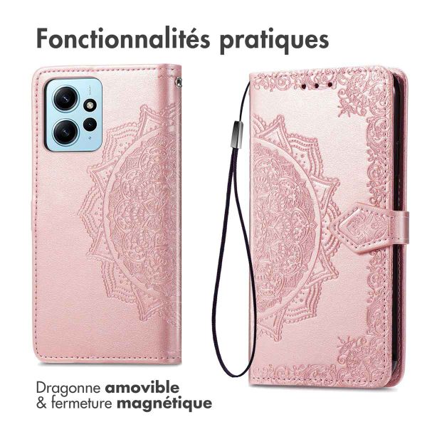 imoshion Etui de télephone Mandala Xiaomi Redmi Note 12 (4G) - Rose Doré