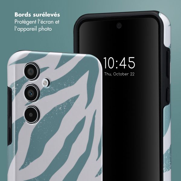 Selencia Coque arrière Vivid Samsung Galaxy A35 - Colorful Zebra Pine Blue