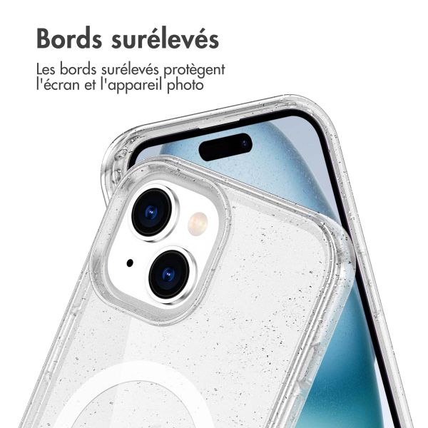 imoshion Coque Pailletée avec MagSafe Apple iPhone 15 - Paillettes Transparent