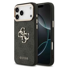 Guess Coque 4G Metal Logo Backcover Apple iPhone 17 Pro - Gold Edge - Black