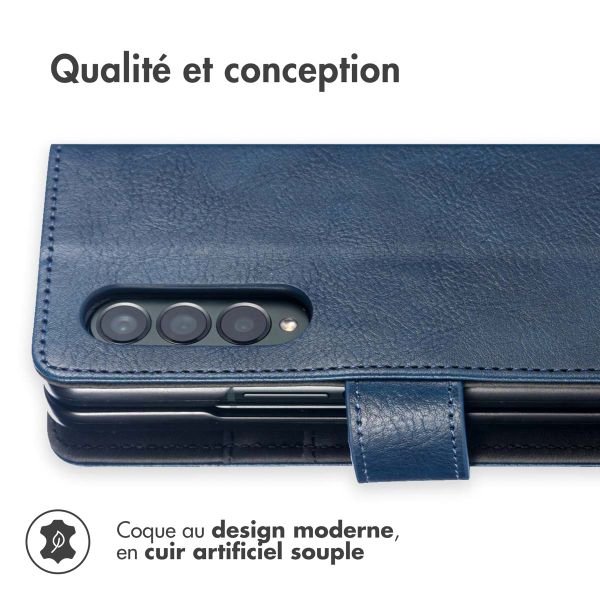 imoshion Étui de téléphone portefeuille Luxe Samsung Galaxy Z Fold 4 - Bleu foncé