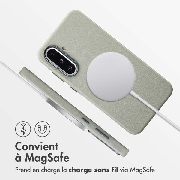 Accezz Coque arrière en cuir avec MagSafe Samsung Galaxy A36 / A56 - Light Grey