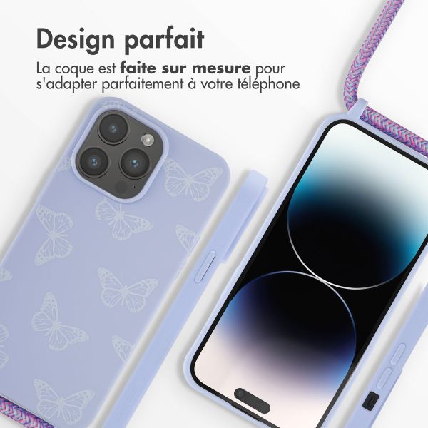 imoshion Coque design en silicone avec cordon Apple iPhone 14 Pro Max - Butterfly