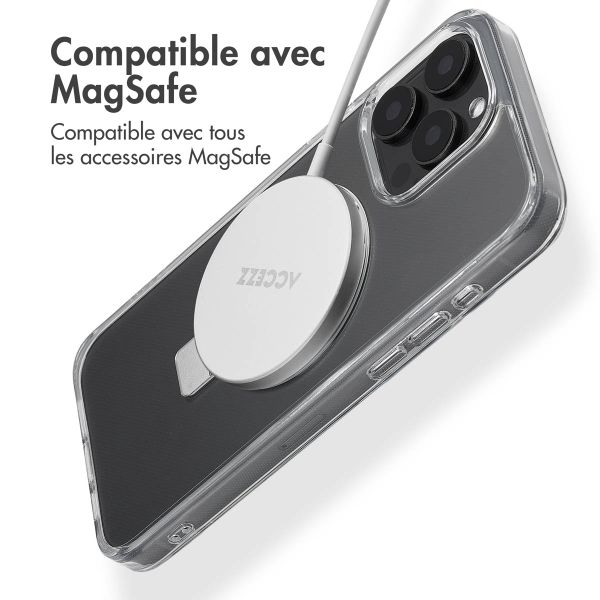 Accezz Coque Ring Stand avec MagSafe Apple iPhone 15 Pro Max - Transparent