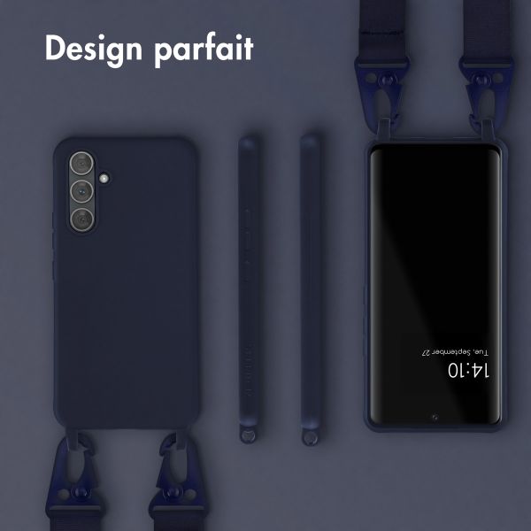 Selencia Coque silicone avec cordon amovible Samsung Galaxy A54 (5G) - Bleu foncé