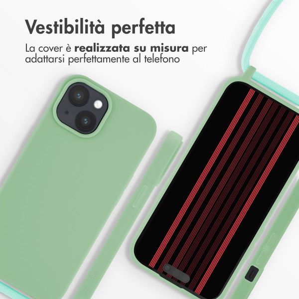 imoshion Coque en silicone avec cordon Apple iPhone 15 - Vert