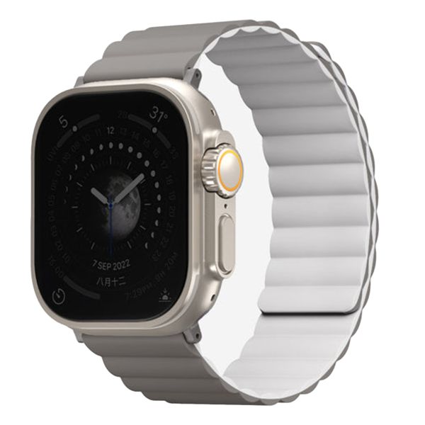 Uniq Bracelet Revix réversible Apple Watch Series 1 t/m 11 / SE / Ultra (44/45/46/49 mm) - Ash Grey / Dove White