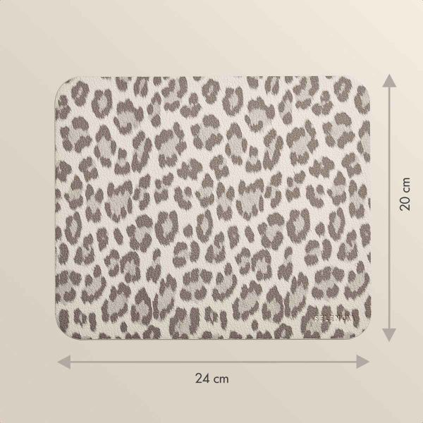 Selencia Sabi Tapis de Souris en Similicuir imprimé panthère - 20 x 24 cm - Soft Ivory
