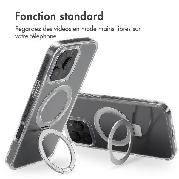 Accezz Coque Ring Stand avec MagSafe iPhone 16 Pro Max - Transparent