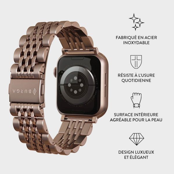 Burga Bracelet en acier Apple Watch Series 1 á 9 / SE (38/40/41 mm) | Series 10 (42 mm) - Chic Royal - Rose Dorée