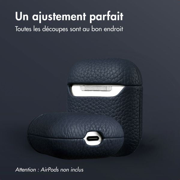 Accezz Coque en Cuir véritable Apple AirPods 1 / 2 - Bleu foncé