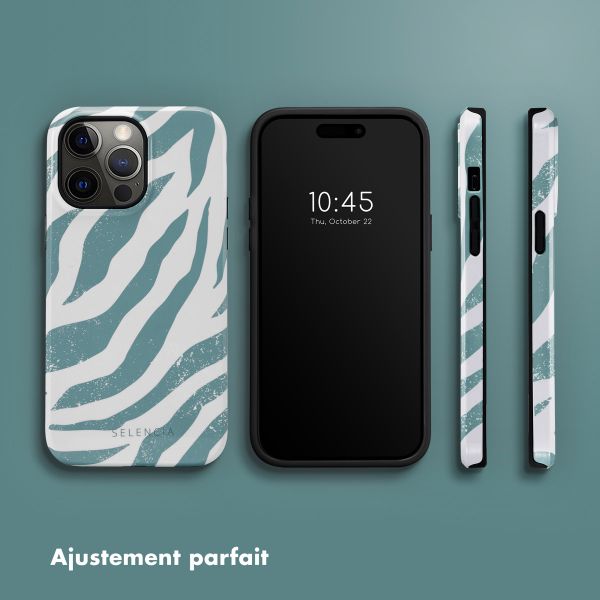 Selencia Coque arrière Vivid Apple iPhone 14 Pro Max - Colorful Zebra Pine Blue