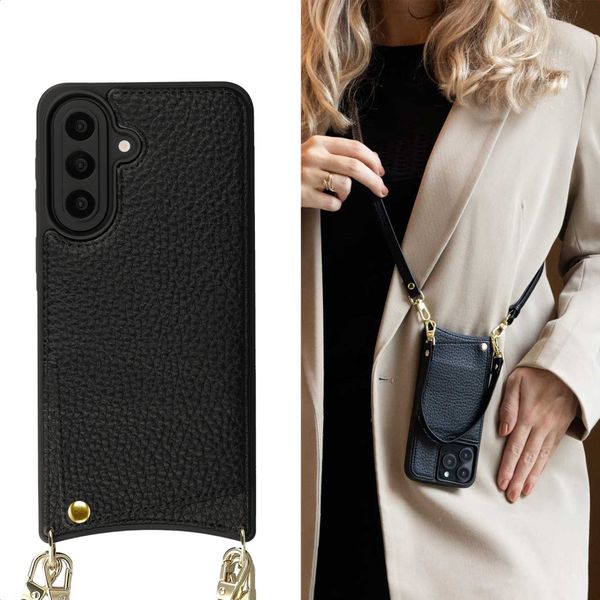 Selencia Coque de télephone Nova avec cordon et porte-cartes Samsung Galaxy A57 (5G) - Noir