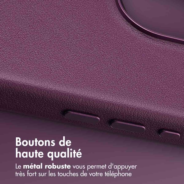 Accezz Coque arrière en cuir avec MagSafe Apple iPhone 16 Pro Max - Heath Purple