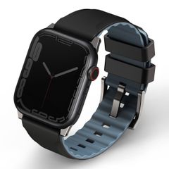 Uniq Bracelet Linus en silicone AiroSoft™ Apple Apple Watch Series 1 á 9 / SE (38/40/41 mm) | Series 10 (42 mm) - Noir minuit