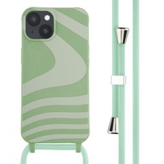 imoshion Coque design en silicone avec cordon Apple iPhone 14 - Retro Green