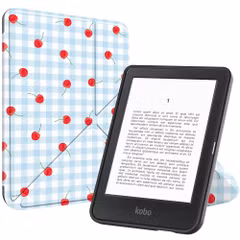 imoshion Étui de liseuse portefeuille design Pliable Kobo Clara Colour / BW - Cherry Check