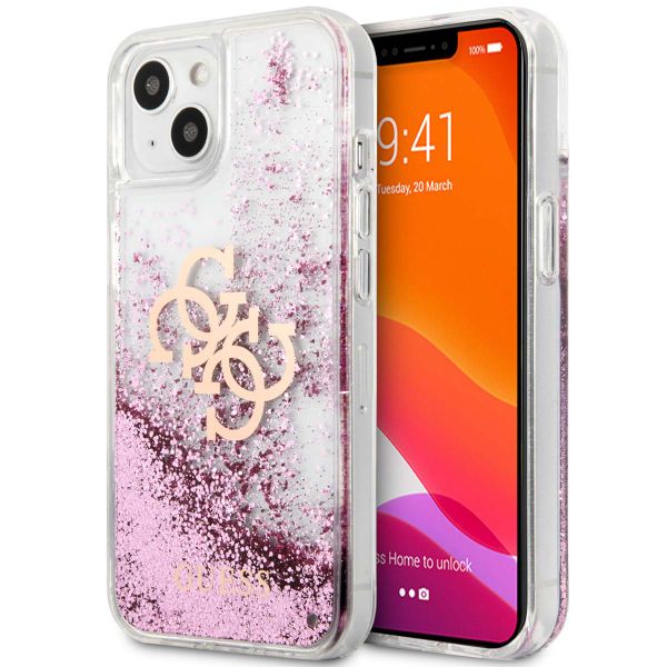 Guess Coque 4G Logo Liquid Glitter iPhone 13 Mini - Pink