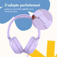 imoshion Casque filaires pour enfants - Câble AUX - Limiteur de décibels - Lavender Lilac