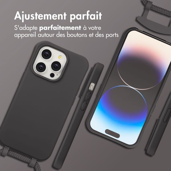 imoshion Coque arrière Color avec cordon amovible et MagSafe Apple iPhone 14 Pro - Black Coffee