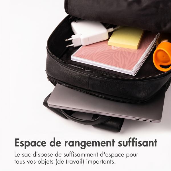 Accezz Leather Sac à dos ordinateur 16 pouces - Noir