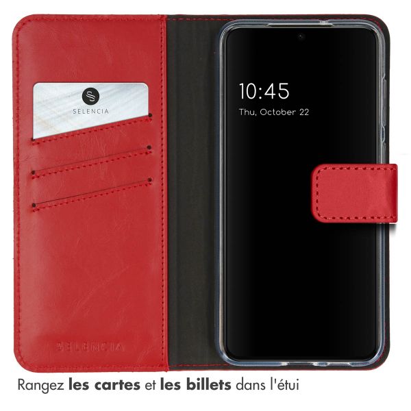 Selencia Étui de téléphone portefeuille en cuir véritable Samsung Galaxy S23 - Rouge