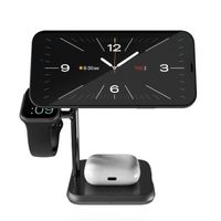 Zens Station de charge sans fil 4-en-1 - Serie Aluminium - MagSafe + Apple Watch + Chargeur sans fil - Noir