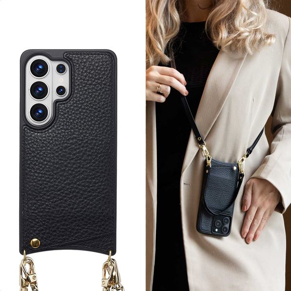 Selencia Coque de télephone Nova avec cordon et porte-cartes Samsung Galaxy S26 Ultra - Noir