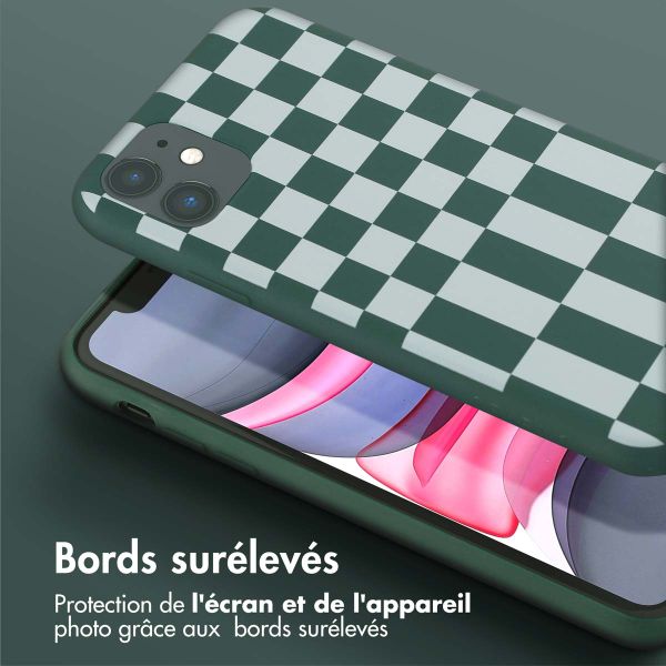 Selencia Coque design en silicone avec cordon amovible iPhone 11 - Irregular Check Green