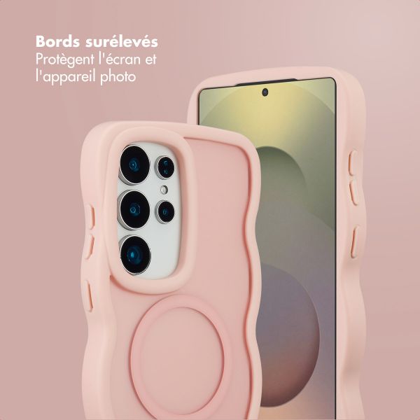 Selencia Coque arrière Wavy avec MagSafe Samsung Galaxy S25 Ultra - Soft Pink