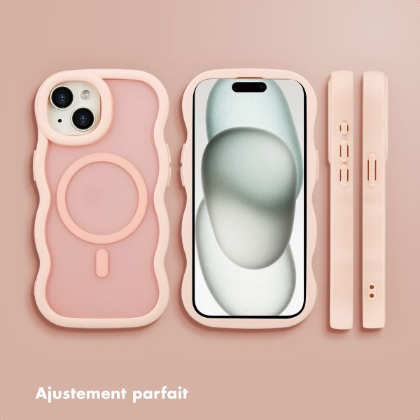 Selencia Coque arrière Wavy avec MagSafe Apple iPhone 15 - Soft Pink
