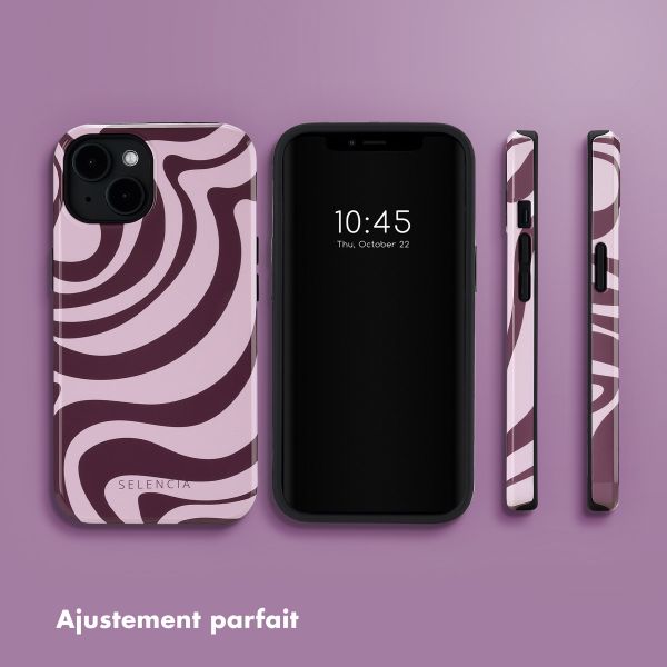 Selencia Coque arrière Vivid Tough avec MagSafe iPhone 14 - Wavy Swirl Pink Plum