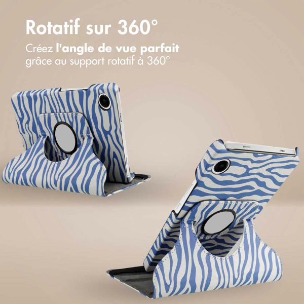 imoshion Coque tablette Design rotatif à 360° Samsung Galaxy Tab A9 Plus - White Blue Stripes
