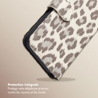 Selencia Étui de télephone portefeuille imprimé léopard Sabi Samsung Galaxy A36 / A56 - Soft Ivory