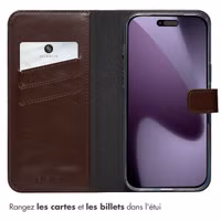Selencia Étui portefeuille en cuir véritable Apple iPhone 17 Pro Max - Marron
