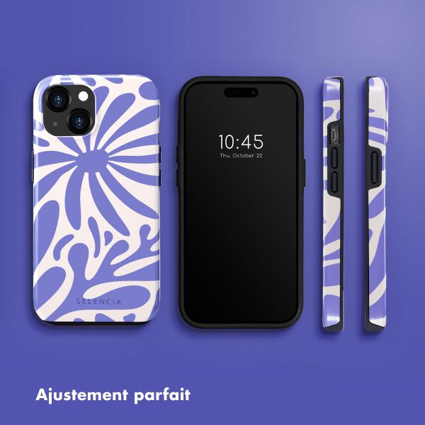 Selencia Coque arrière Vivid Apple iPhone 15 - Modern Bloom Sapphire Blue