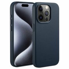 Accezz Coque arrière en cuir avec MagSafe Apple iPhone 15 Pro - Nightfall Blue