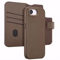 Accezz Étui de télephone portefeuille en cuir 2-en-1 avec MagSafe Apple iPhone 17e / 16e - Marron café