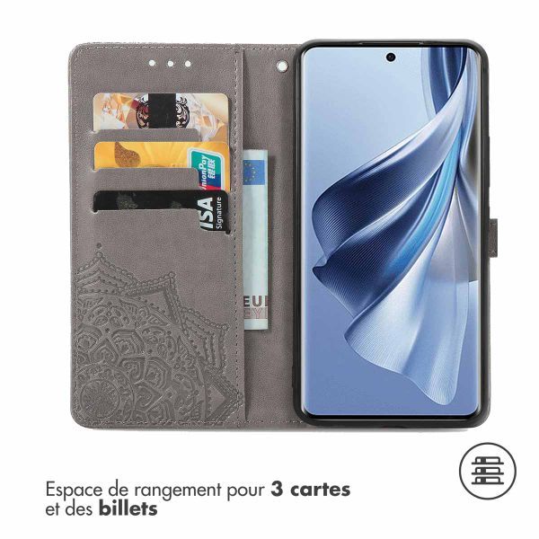 imoshion Etui de téléphone portefeuille Mandala Oppo Reno 10 / 10 Pro - Gris