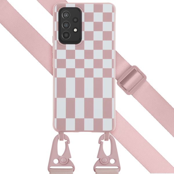 Selencia Coque design en silicone avec cordon amovible Samsung Galaxy A53 - Irregular Check Sand Pink