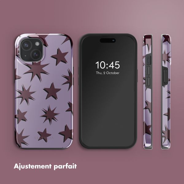 Selencia Coque arrière Vivid Tough avec MagSafe iPhone 15 - Stars Plum Lilac